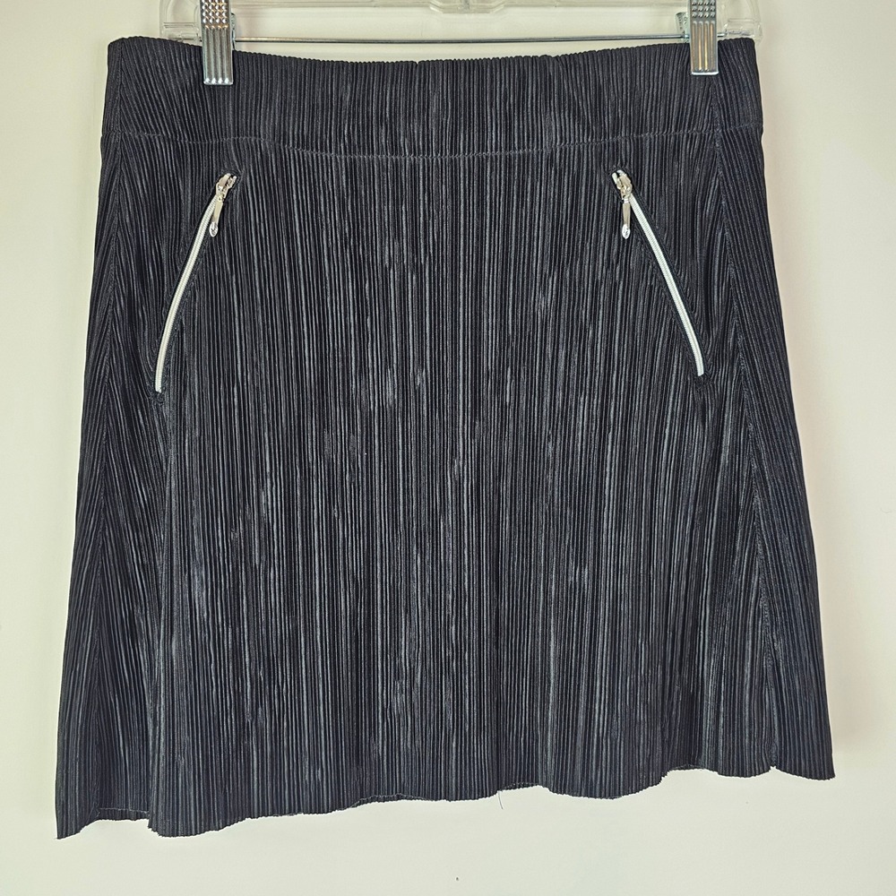 Jamie Sadock Black Crinkle Pleated Size 6 Zipper Pockets Activewear Skirt Golf